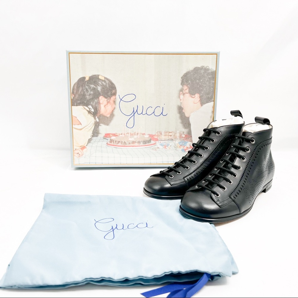 Gucci Brogue Jakarta Ankle Boot with Perforated Details sz 10G